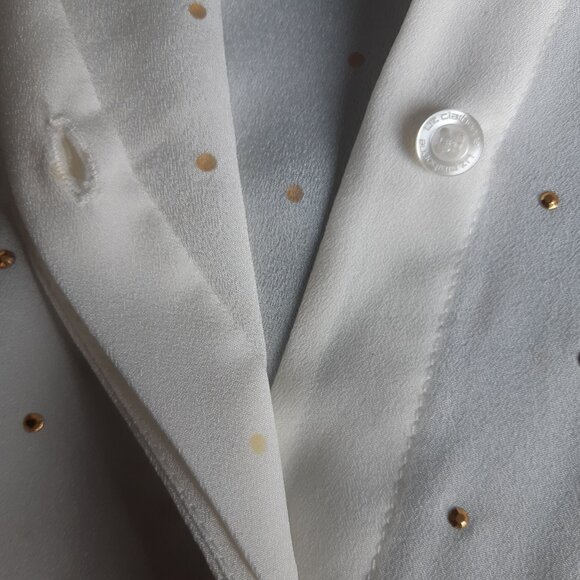 Liz Claiborne SZ L Cream Crepe Georgette Blouse Top Button Up Shirt - Picture 13 of 13